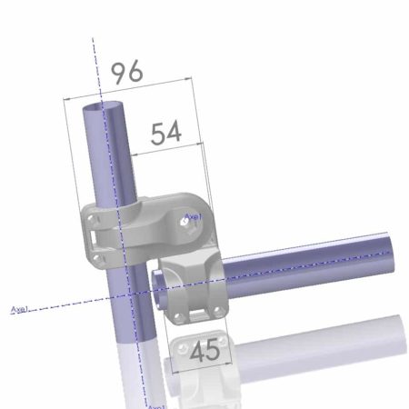 raccord articule parallele tube alu plan-